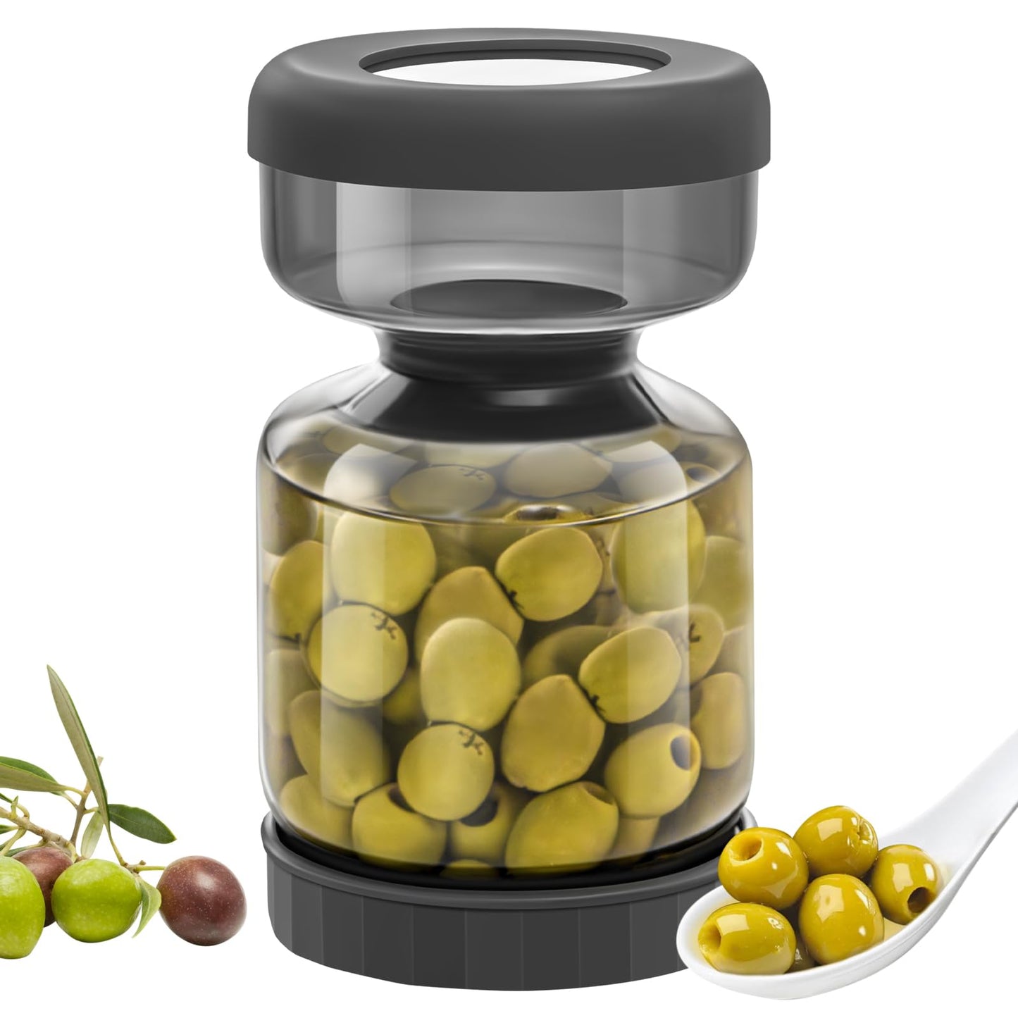 WhiteRhino Pickle Jar with Strainer Flip,34oz Pickle Container Pickle and Olive Hourglass Jar,Glass Flip Pickle Jar Juice Separator Jar with Airtight Lid for Jalapeno Gherkin
