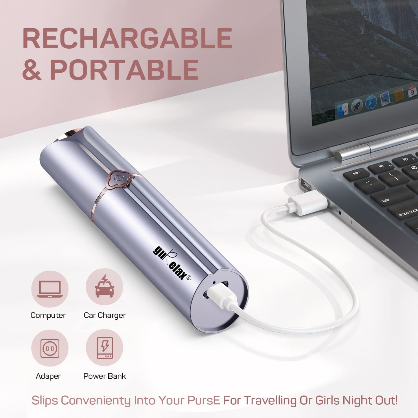 Facial Hair Removal for Women, Electric Painless Rechargeable Facial Hair Remover for Face, Lip, Chin with 2 x Replacement Heads