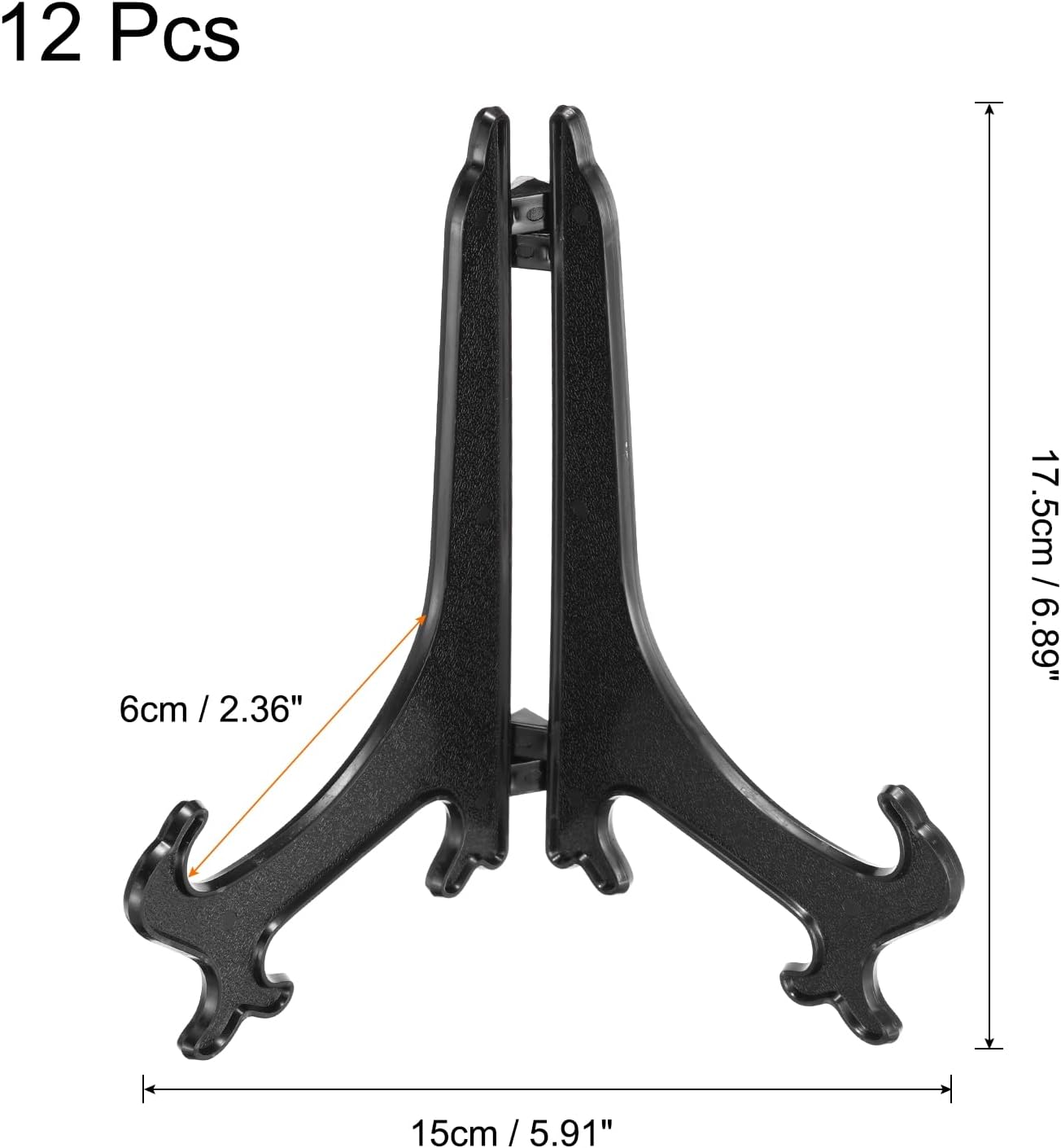 uxcell 12Pcs 7" Acrylic Plate Stands for Display, Easels Stand for Card, Photo Frame Desktop, Black