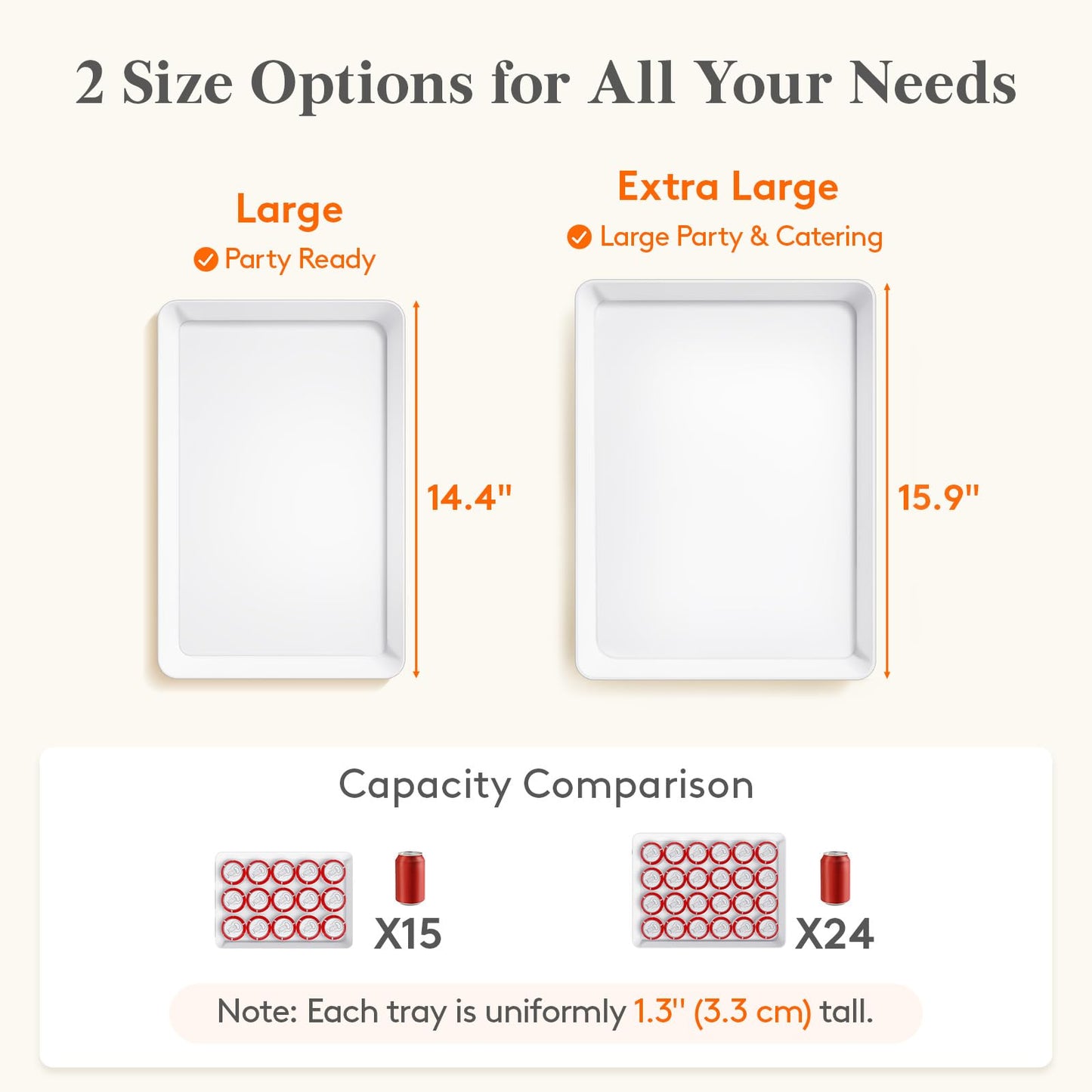 Lifewit Extra Large Plastic Serving Trays, 16" x 12" Reusable Food Serving Platters, White Catering Trays for Parties, Buffet, Snacks, Fruit, Appetizers & Charcuterie, BPA-Free, Set of 4