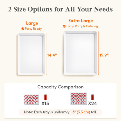 Lifewit Extra Large Plastic Serving Trays, 16" x 12" Reusable Food Serving Platters, White Catering Trays for Parties, Buffet, Snacks, Fruit, Appetizers & Charcuterie, BPA-Free, Set of 4