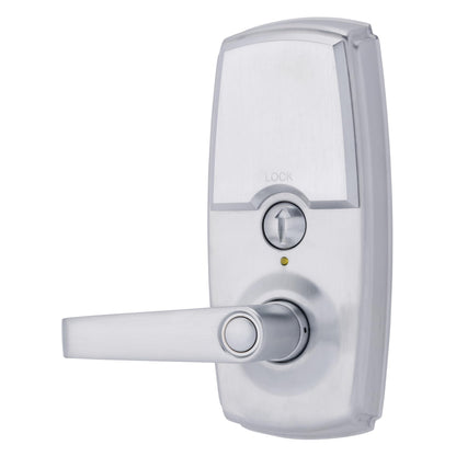 BRINKS ANSI Grade 2 Keypad Door Lock with Handle for Commercial & Residential Use, Keyless Entry Door Lock, 99 User Codes, Auto-Relock, Battery with Backup Keyway (Satin Nickel)