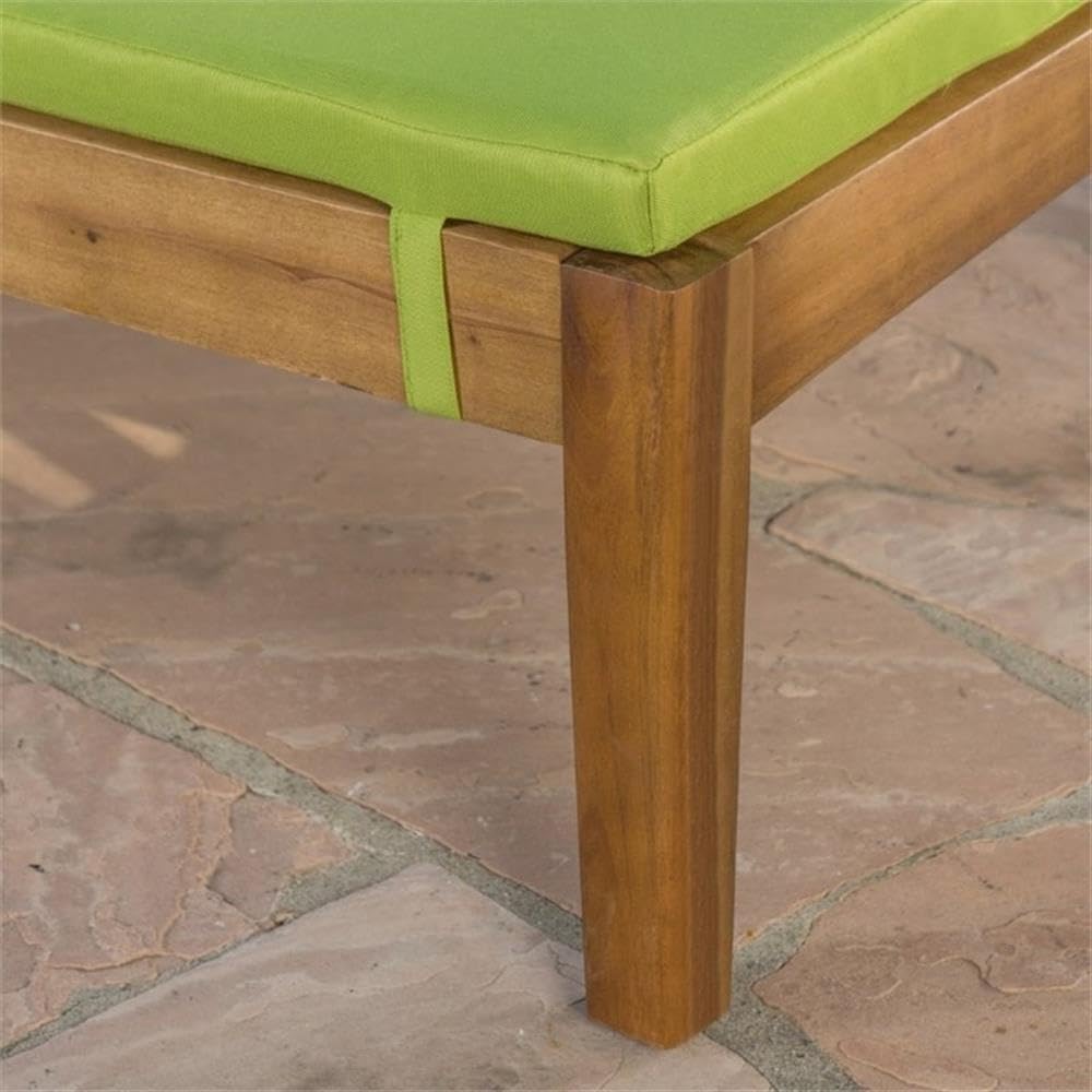Great Deal Furniture Daisy Outdoor Teak Finish Chaise Lounge with Green Water Resistant Cushion (Set of 4),303882
