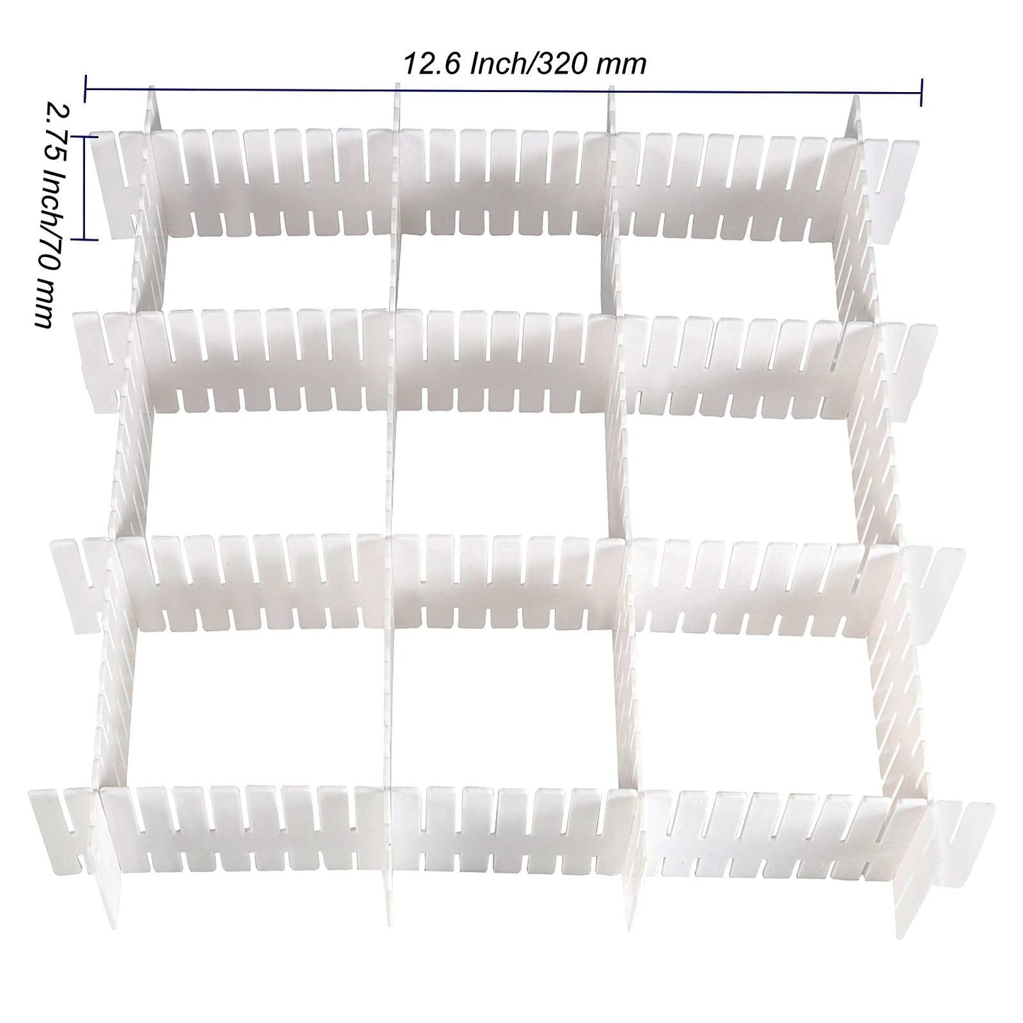 MUKCHAP 72-Piece DIY Grid Drawer Organizer - 12.6 Inch Adjustable Drawer Dividers for Sock, Underwear, Scarf - 36 White, 36 Pink
