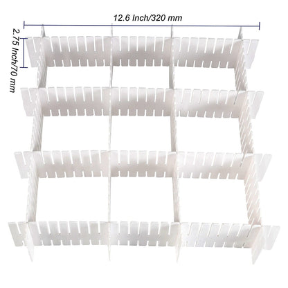 MUKCHAP 72-Piece DIY Grid Drawer Organizer - 12.6 Inch Adjustable Drawer Dividers for Sock, Underwear, Scarf - 36 White, 36 Pink