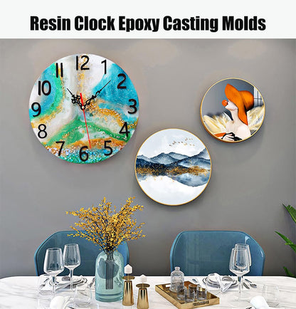 Resin Clock Molds,10''/14'' Roman Numerals Clock Silicone Mold with Mechanism,Resin Clock Epoxy Casting Molds for DIY Jewelry Art Crafts Home Decor Gift Wall Hanging Ornaments(Large, Arabic)
