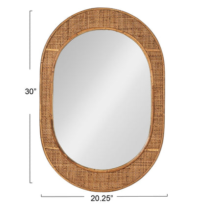Creative Co-Op Oval Bamboo and Rattan Framed Wall Mirror, Natural