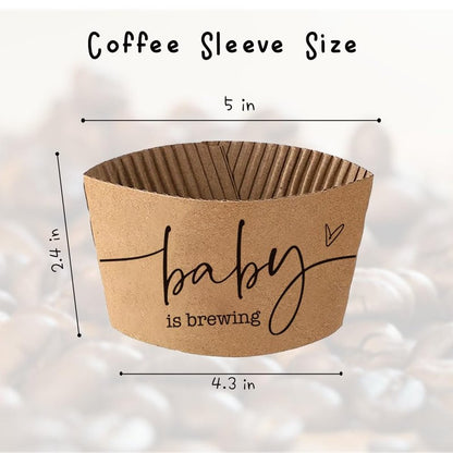 BONETAT 20 Counts A Baby Is Brewing, Coffee Cup Sleeves for Baby Shower Decorations, Disposable for Hot corrugated paper Sleeves 12 16 or 20 oz Paper Cup - A01