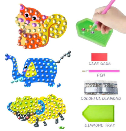 FONYANE Diamond Art for Kids & Girls & Boys,Gem Art Animal Stickers Craft Kit for Kids Ages 4-6-8-10-12,Arts & Crafts for Boys Girls Birthday Party Gift Toy