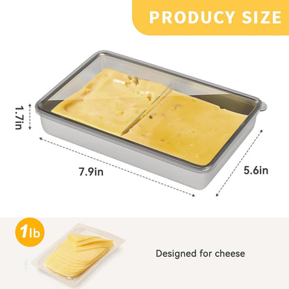 2 Pcs Deli Containers with Lids, Refrigerator Bacon and Cheese Storage Containers, Dishwasher Safe Long Deli Meat Tray