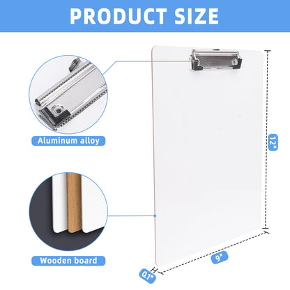 Dry Erase Clipboard 10 Pack, Clip Boards 9"x12" Whiteboard Clipboards Bulk Double Sided White Board for Classroom, Students, Office & School Supply