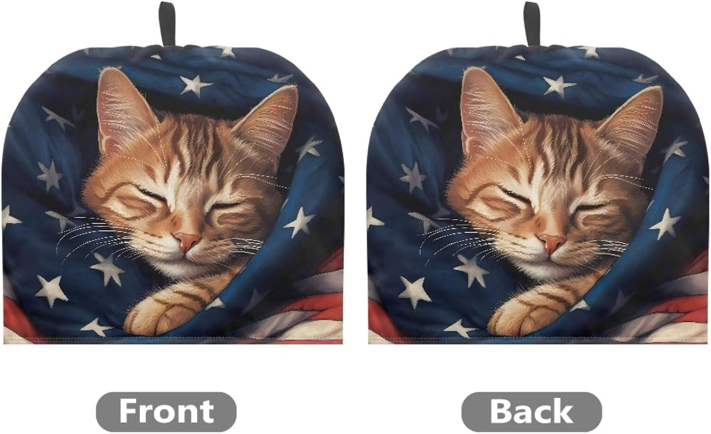 US Flag Sleeping Cat Tea Pot Cover, Tutolip Insulated Dust Proof Tea Kettle Cover for Kitchen Decoration