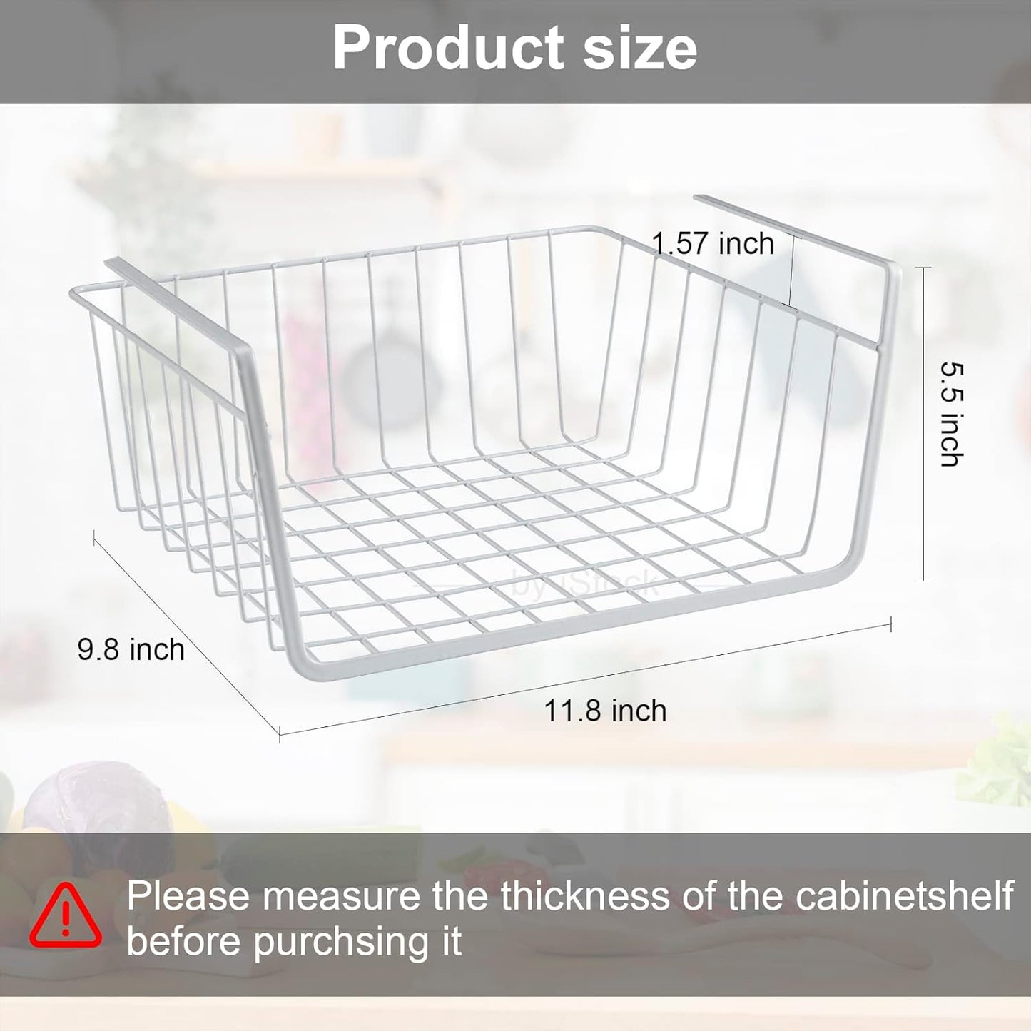Under Shelf Basket, Metal Hanging Storage Bin for Kitchen Pantry, Slides Under Shelves for Space Saving Storage