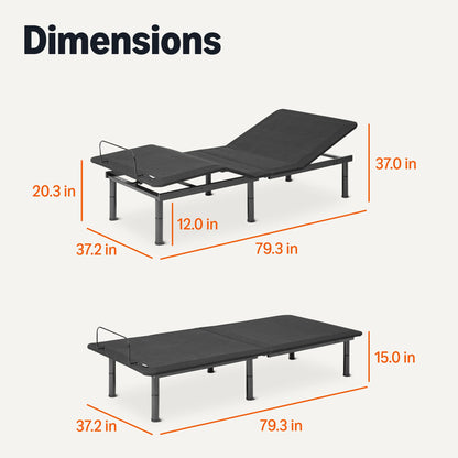 Amazon Basics Adjustable Metal Platform Bed Base with Wireless Remote Control, Twin XL Size