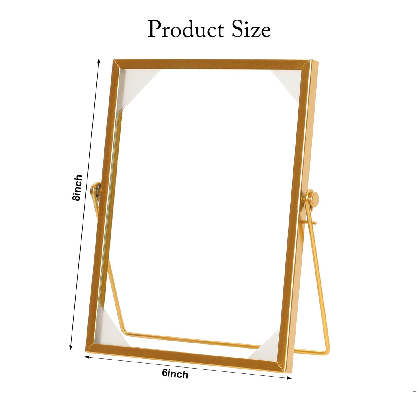 Fumwase 6 x 8 Elegant Gold Floating Picture Frame Tabletop Artwork Photo Frames Glass Picture Frame for Dried Flowers Tiny Pressed Flowers Vintage Style and Real Glass Photo Frame (Gold, 6 x 8)