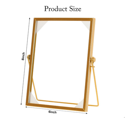 Fumwase 6 x 8 Elegant Gold Floating Picture Frame Tabletop Artwork Photo Frames Glass Picture Frame for Dried Flowers Tiny Pressed Flowers Vintage Style and Real Glass Photo Frame (Gold, 6 x 8)