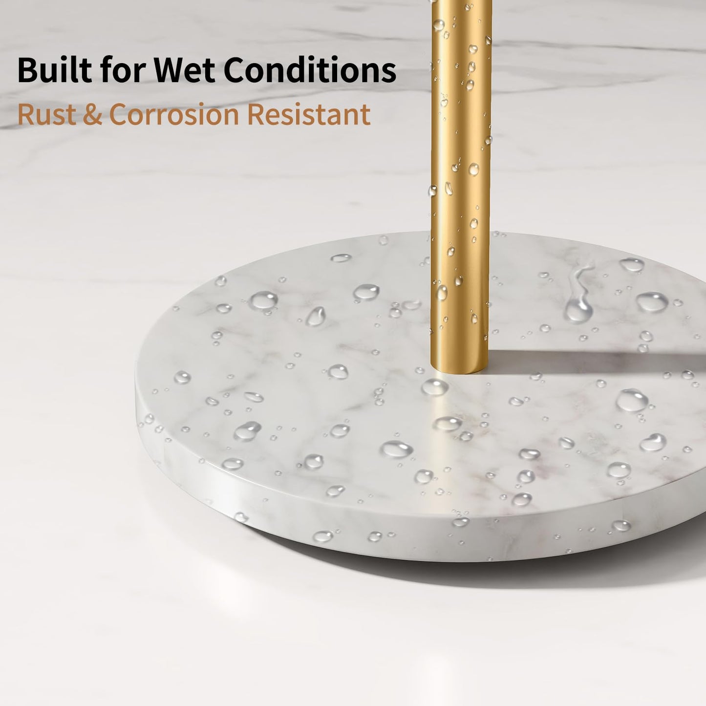 STWWO Countertop Towel Stand Free Standing with Marble Base, S-Shape Hand Towel Stand for Bathroom Stainless Steel Rust-Proof, Hand Towel Holder Standing for Kitchen Vanity Countertop (Gold)
