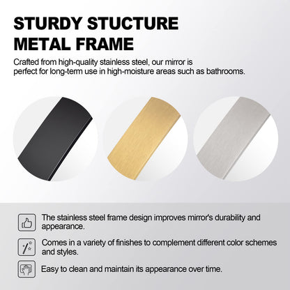ANDY STAR 18x48 Full Length Wall Mirror, Matte Black Oblong Shaped Body Mirror with Stainless Steel Metal Frame, Rounded Corner Design for Floor and Leaning