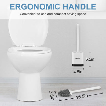 UBeesize Toilet Brush with Flexible Head, Silicone Bristles, Quick Drying Holder Set for Bathroom (15" X 4.5")
