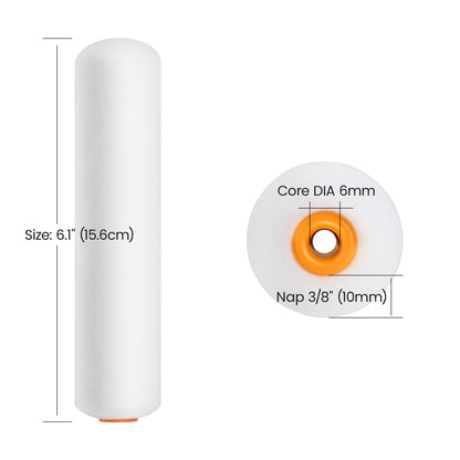 VOOMEY High Density Foam Paint Roller,Paint Roller Covers 6 inch,Small Paint Roller, Sponge Rollers for Painting House,Walls,Ceilings, Doors,Furniture(10 pack)