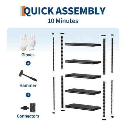 JoanKaren 2 in 1 5 Tier Garage Shelving Unit 36x16 in, 3850 LB Capacity Heavy Duty Steel Utility Shelves, Adjustable Industrial Storage Racks for Basement Closet Laundry Kitchen
