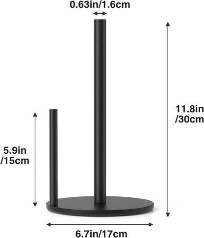 Premium Stainless Steel Paper Towel Holder by [Brand Name] - Stylish Black Countertop Dispenser with Weighted Base