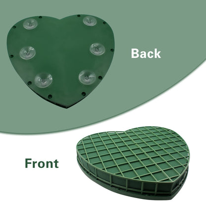 2 Pack Large Floral Foam Blocks Heart Shaped Floral Bricks with Suction Cup Tray, 11.8 x 12.6 inches Green Florist Sponge Flower Mud for Wedding Party Valentine’s Day Decor Floral Arranging Supplies