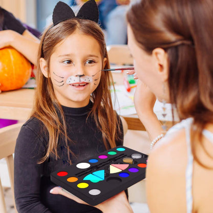 Desire Deluxe Face Painting Kit for Kids - 16 Colors of Non-Toxic, Easy to Use and Hypoallergenic Makeup Face Paint - Professional Halloween Makeup Kit, Birthday Activities for Kids Party