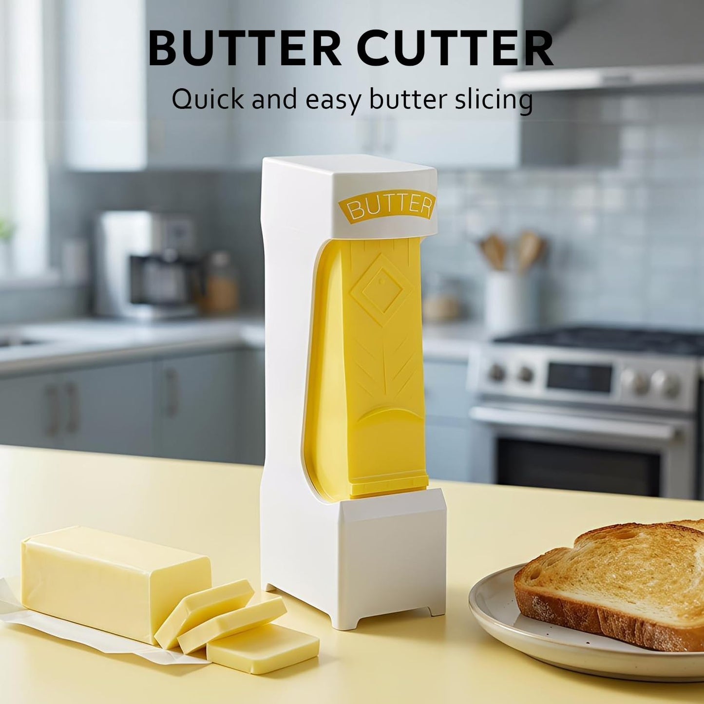 1PCS Stick Butter Cutter Slicer, One Click Stick with Stainless Steel Blade, Measuring Dispenser with Freshness Seal, Cheese Splitter, Butter Slicer, Precise Slicing for Quickly Making Bread, Cakes, Breakfast