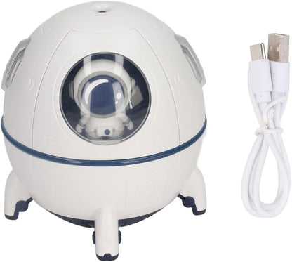 Space Capsule Humidifier, 220ml USB Ultrasonic Cool Mist with 7 Colors Light for Home Office Car (White)