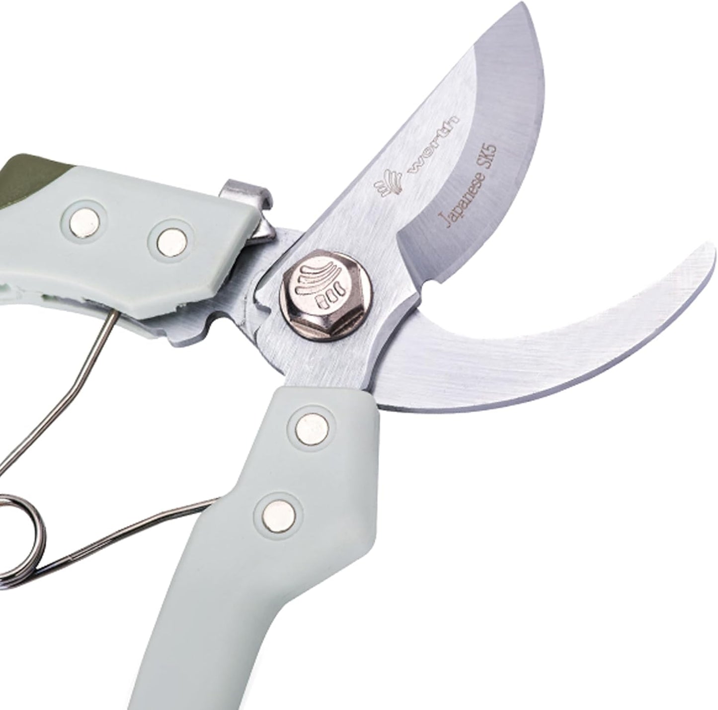 Worth Garden 8" Bypass Pruning Shears, SK5 Steel Blade, Reinforced Nylon Handle with Ergonomic Grip, Gardening Clippers