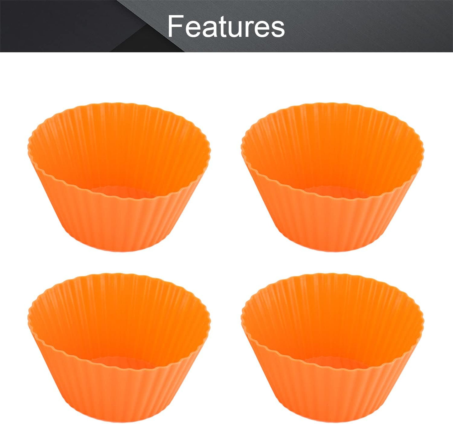 Utoolmart 5 Pcs Orange Reusable Silicone Baking Cups, Non-Stick Cake Molds for Party Supplies