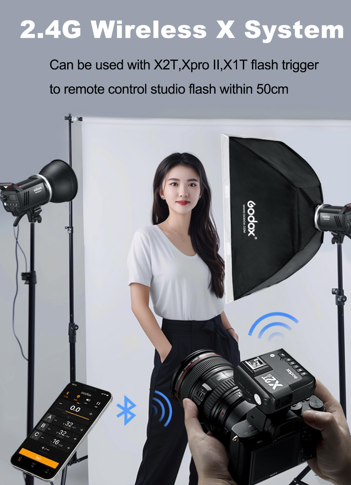 GODOX MS300V Studio Flash Photography Light Kit,2.4G 300W Bowens Mount Strobe Flash Lighting Kit with Light Stand,Softbox,Umbrella Reflector,GN58 Studio Lighting for Portrait Product Photography