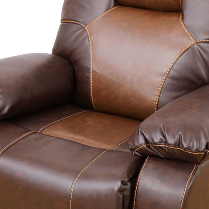 Manual Breathing Leather Reclining Sofa, Leather Recliner Couch, Comfortable Wide Lazy Leather Sofa for Living Room (Brown, Single Chair)