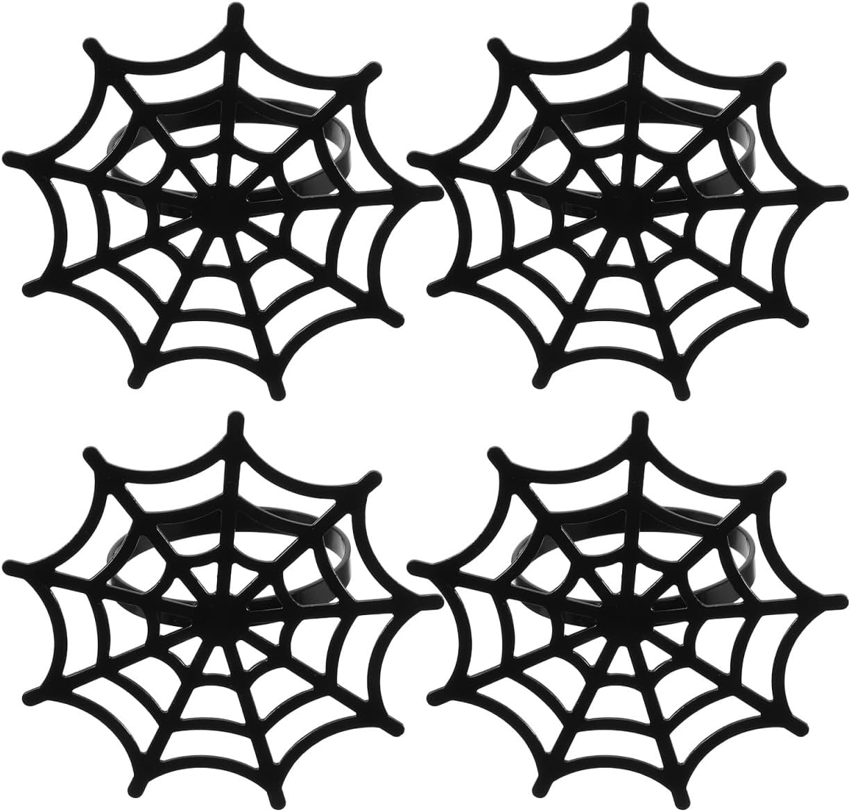 FRCOLOR 4pcs Metal Spider Web Napkin Holder, Halloween Napkin Rings for Festival Parties Weddings