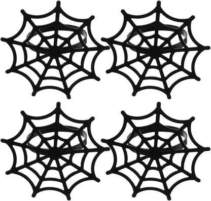 FRCOLOR 4pcs Metal Spider Web Napkin Holder, Halloween Napkin Rings for Festival Parties Weddings
