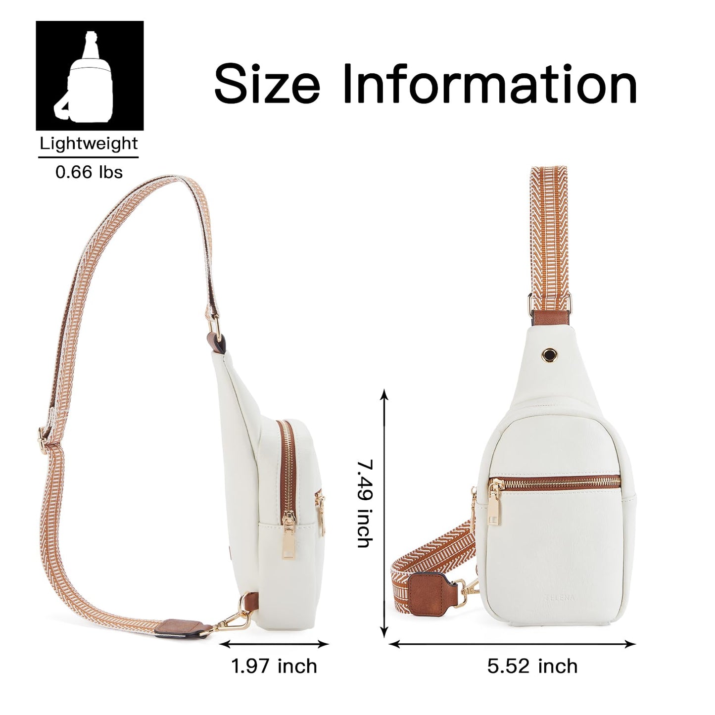 Telena Sling Bag for Women Vegan Leather Small Fanny Pack Crossbody Chest Bag Beige Brown