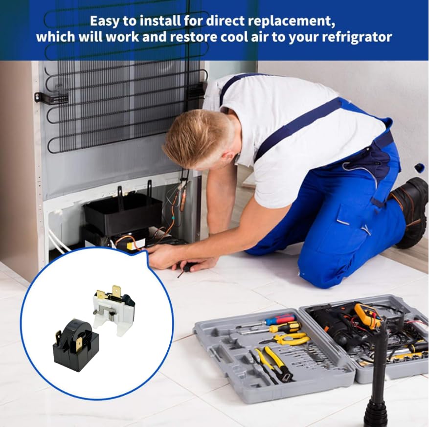 QP2-4R7 Compressor Starter PTC 4.7 ohm 3Pin Refrigerator Start Relay with Overload Protector for Mini Fridges, Coolers