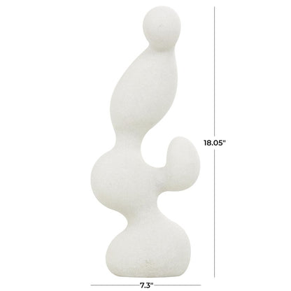 Deco 79 Polystone Abstract Decorative Sculpture Curved Shaped Home Decor Statue with Speckled Texturing, Accent Figurine 7" x 4" x 18", White