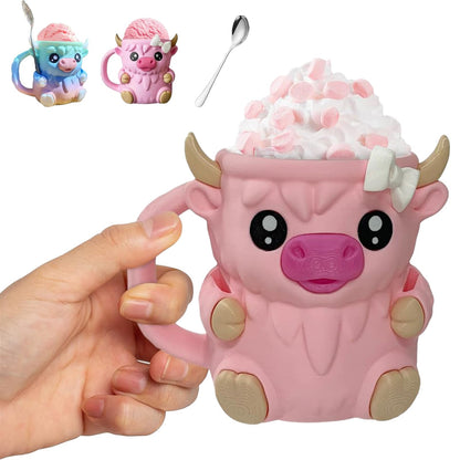Highland Cow Ice Pint Holder-Container Leak Proof Popsicle,16 OZ Ice Cream Cups,Ice Pint Holder Compatible with Ben & Jerry’s Ice Cream,Gift for Cream Lovers (Pink)