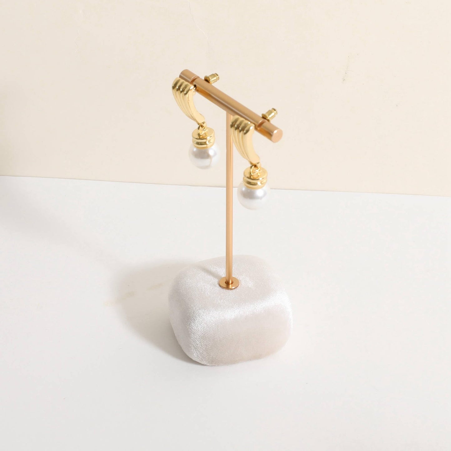 CHISTOR Velvet Earring T Bar Stand Jewelry Display, Earring Display Holder for Selling, Jewelry Storage Organizer【Beige】