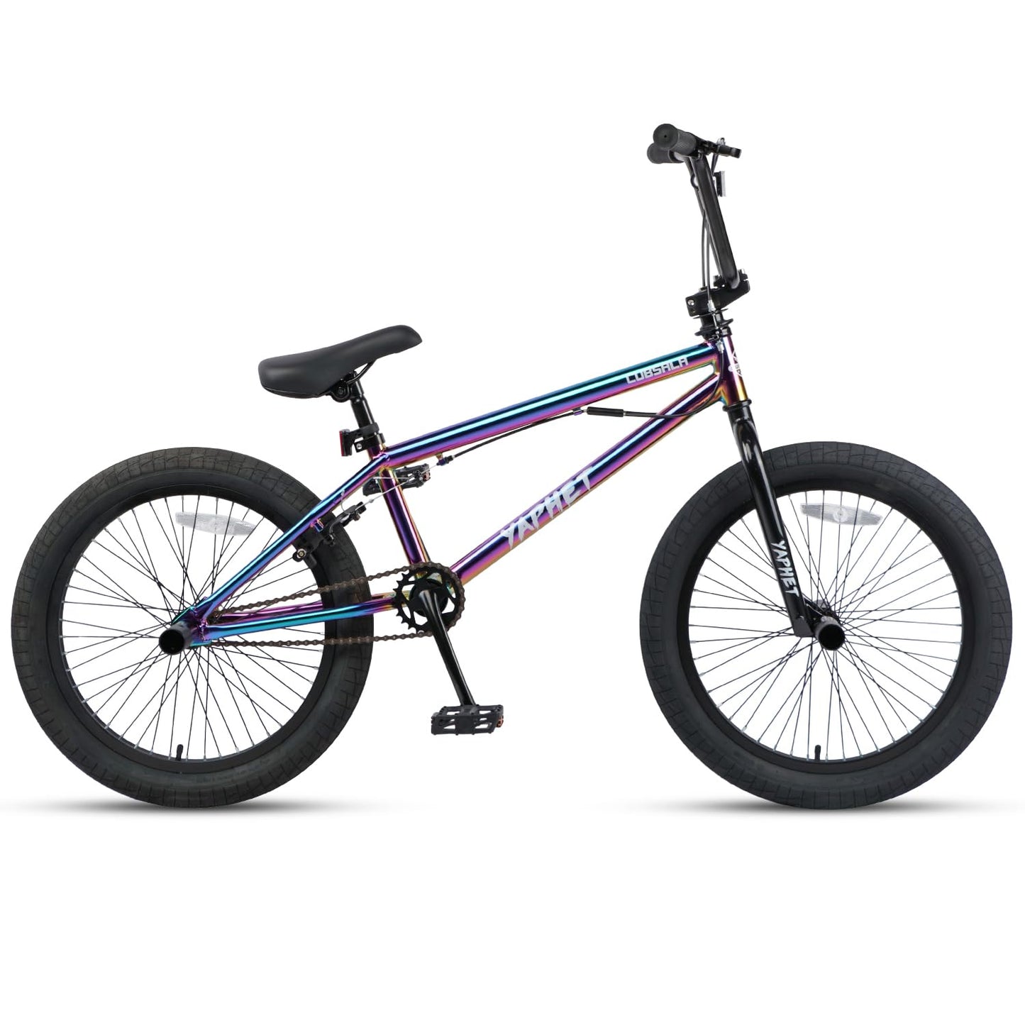 cubsala Freestyle BMX Bike, 20 Inch Yaphet Bicycle for Teen Beginner Adult Riders, Bike with 360° Rotating Handlebar and 4 pegs, Colorful