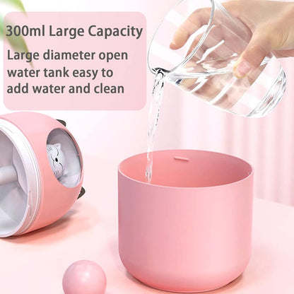 Small Humidifier, Cute Portable Cool Mist with 6 Pcs Humidifier Sticks, 7 Color Night Light
