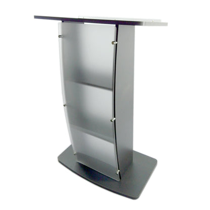 FixtureDisplays® 44.3" Tall Podium for Floor, Curved Frosted Front Acrylic Panel - Dark Grey 19658-GREY-NEW-NPF