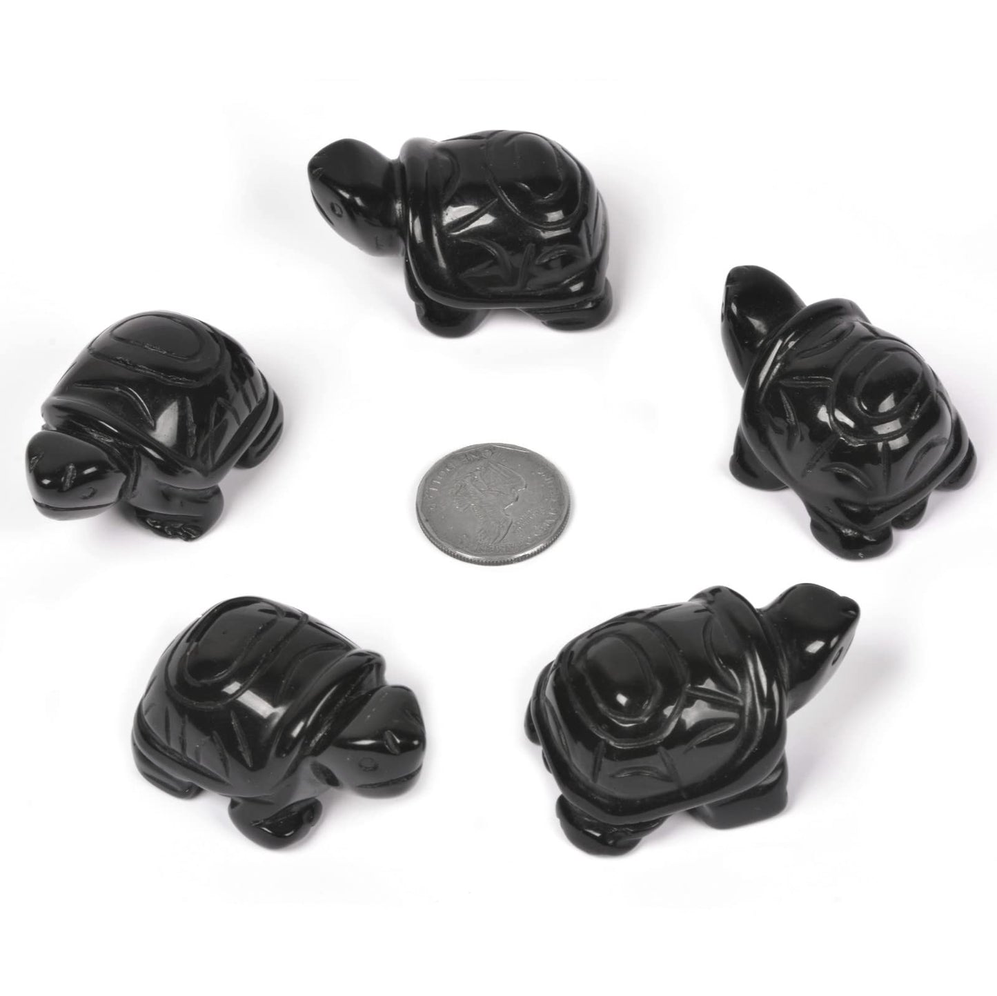 Justinstones Black Obsidian Healing Crystal Guardian Turtle Tortoise Pocket Stone Figurines Carved Gemstone Crafts Home Decor 2 inch
