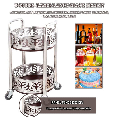 Bar Cart with Wheels High-end Restaurant Luxury Style Serving Cart, Portable Mobile Double Armrest Drink Cart, Banquet Service Equipment (Color : Gold, Size : 80 * 40cm)