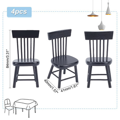 PH PandaHall 4pcs Dollhouse Chairs 1/12 Scale Miniature Furniture Chairs Mini Wood Chair Tiny Furniture Model Chair for Dollhouse Dinning Room Accessories Home Decor Photography Props