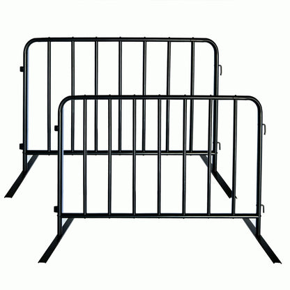 BIGalleons 2-Pack Steel Crowd Control Barrier, Light Duty 5FT Interlocking Safety Barricade, 16GA Galvanized Steel Queue Barrier, Assembly Needed for Pedestrian Traffic & Construction Barricade（Black）