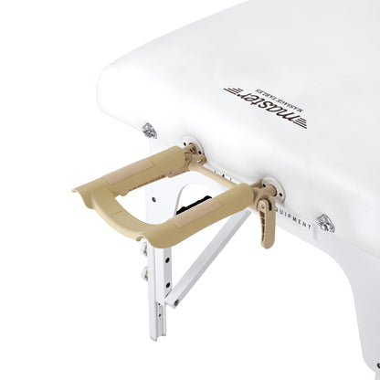 Master Massage 31" Montclair Pro Portable Massage Table Package, Memory Foam Cushioning, Reiki Panels, Shiatsu Cable Release- Tattoo Table, Spa Bed, Facial Bed - White