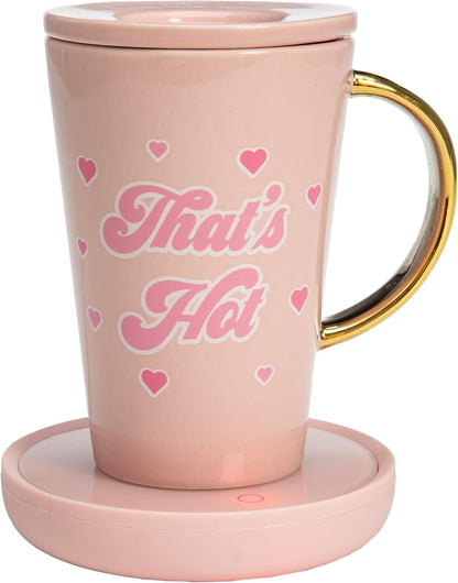 Paris Hilton Electric Mug Warmer Set, 14-Ounce Ceramic Mug with Lid, Heat Sensitive Color Changing Design